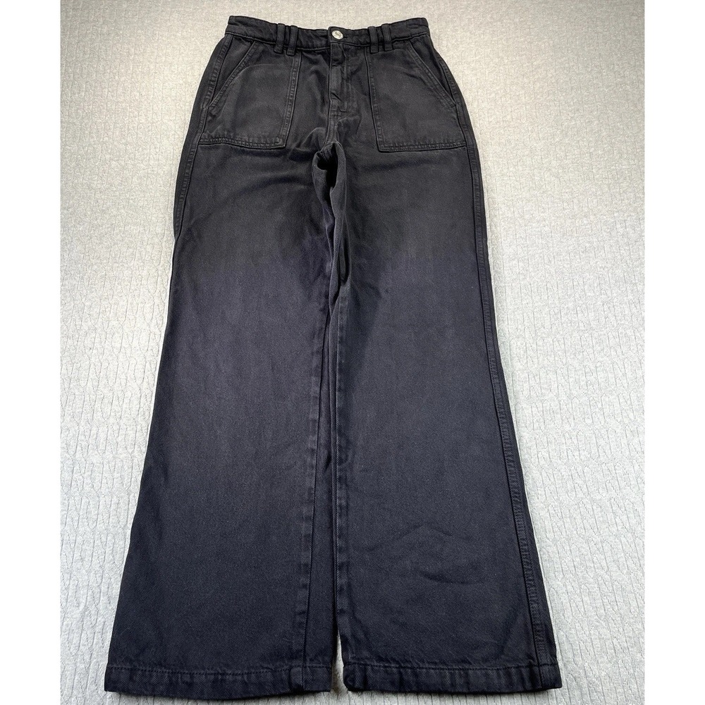 Zara Baggy Wide Leg Jeans Women (25X29) Y2K 90s High Rise  Black Denim Pants